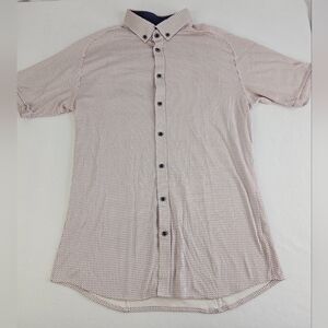 DESOTO Men's Short Sleeve Button Down Jersey Shirt Red Blue Size Medium N-3361